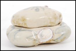 A 19th century Chinese small pot in the form of a crab having hand painted decoration and complete