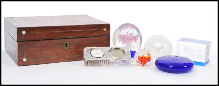 A group of vintage paperweights and studio art glass to include Jersey Glass, Bristol Blue Concorde,