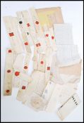A collection of 18th / 19th century indentures and wax seals along with other assorted ephemera from