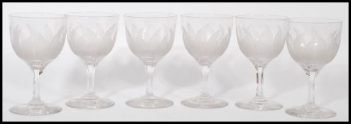 A set of 6 French 20th century cut - acid etched w