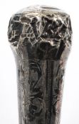 A 19th century Victorian silver hallmarked walking stick cane having a tapering ebonised shaft