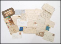 A group of antique letters and enveloped dating from the mid 18th century some with early stamps.