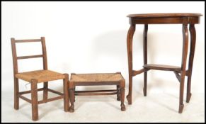 A collection of furniture to include an Edwardian mahogany occasional / lamp table together with a