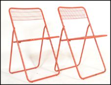 A pair of retro 20th Century Habitat metal metamorphic bistro / patio / garden dinner chairs,