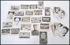 A group of vintage 1940s and 1950s football photographs to include real photo and artist sketches.