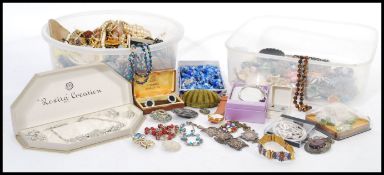 A collection of vintage 20th century costume dress jewellery to include various Rhinestone pieces,