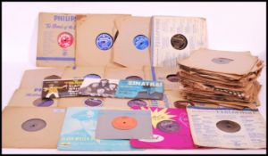 A collection of 78 rpm records featuring various artists and genres to include Bill Haley and The
