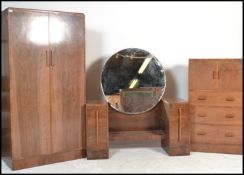 A stunning 20th Century Art Deco 1930's walnut matching bedroom suite comprising of a double