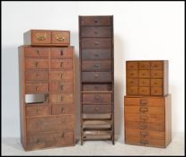 A collection of mid 20th century industrial runs / chests of drawers. To include office 6 drawer