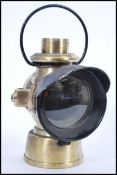 An early 20th Century brass motor car side lamp believed to be Lucas (unmarked), having a painted