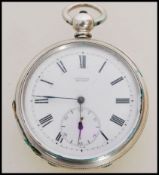 A 19th century Victorian fine silver pocket watch having a key wind movement. The white enamel