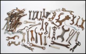 A large selection of 20th Century spanners to include bed spanners, feeler gauge, cyclobenelux,