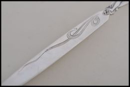 An early 20th century silver plated German letter opener paper knife stamped Wilkens 90. Art Nouveau