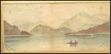 Madeleine Loretto 1889 Lake District- Ulswater Upper Reach watercolour painting being signed to