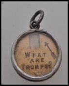 An Edwardian silver hallmarked suit marker fob for card / bridge games. Notation for What Are Trumps