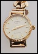 A vintage 1950's ladies Rotary Quartz cocktail watch having a round face with faceted hands and