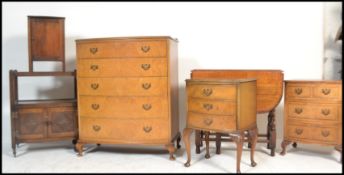 A collection of 20th century antique style furniture to include a good mid century maple walnut