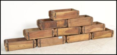 SET OF 10 MID CENTURY STACKING WOODEN INDUSTRIAL BRICK MOULDS