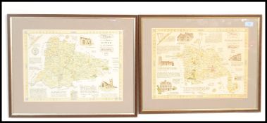A pair of vintage 20th century local interest framed and glazed maps of The Plan of the Hamlet of