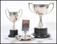 A selection of local interest 1930's Bristol Motor Cycle and Light Car Club silver plated items