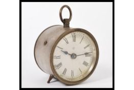 A 19th century American barrel clock stamped for 1878. The white enamel face having a Roman