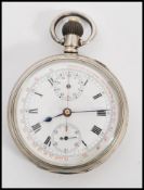 An early 20th century silver hallmarked Dennison pocket watch having a white enamel face with double