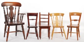 A selection of miniature chairs to include two Oxford bar back chairs, two pierced splat back chairs