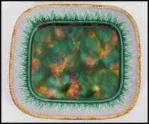 A 19th Century Victorian George Jones Majolica square dish, the dish modelled in low relief with