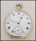 A 19th century Victorian silver hallmarked pocket watch having a key wind movement. The white enamel
