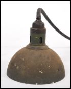 A vintage early 20th century Industrial factory pendant trouble  / inspection lamp. Half moon