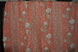 A good set of three curtains all in high quality silk like fabric with chintz floral sprays. The