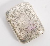 A 19th century Victorian silver hallmarked vesta match case with striker to base. Rococo engraved