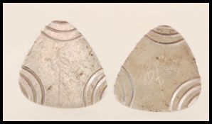 A pair of vintage gentleman's silver hallmarked cufflinks having triangular heads with circular