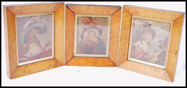 A set of 3 circa 18th century lithograph prints of ladies / portrait studies wearing fashionable