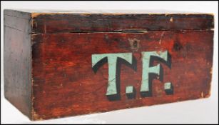 A 19th century sailors ' diddy ' box being of rectangular form with hinged top and fabulous original