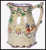 A 19th century Delhi Durbar heavily glazed stoneware jug depicting a royal procession with Queen