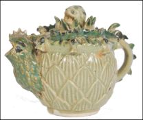 A Qianlong period seal marked celadon chicken ewer - teapot in the form of a bird having snakes