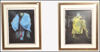R Heidel ( Born 1938 - American ) A pair of rare limited edition largeÿ framed and glazed prints