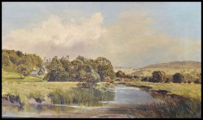James Peel (1811-1906) RBA. A large of oil on canvas painting - landscape study of Haddon Hall,