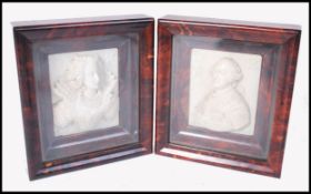 A pair of 18th century Ivory Dieppe French carved panels of Louis XVI and Marie Antoniette being set