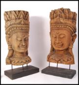 A PAIR OF LARGE 20TH CENTURY THAI / BALINESE CARVE