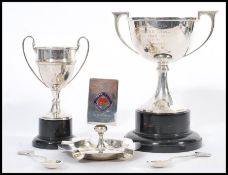 A selection of local interest 1930's Bristol Motor Cycle and Light Car Club silver plated items