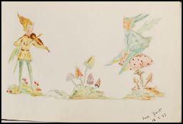 A 1930's autograph book filled with interesting sketches including pencil drawings of dogs, a pen