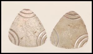 A pair of vintage gentleman's silver hallmarked cufflinks having triangular heads with circular