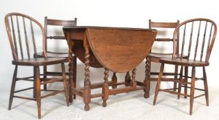 A collection of furniture dating from the 19th Century to include an oak drop leaf dining table