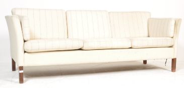 RETRO 1960'S DANISH THREE SEAT SOFA SETTEE WITH STRIPED CUSHIONS