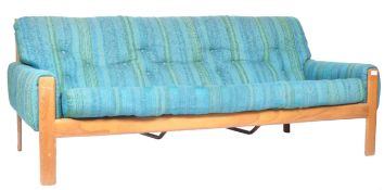 DANISH SCANDINAVIAN INSPIRED TEAK WOOD THREE SEAT SOFA SETTEE