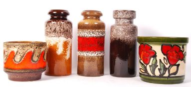 1960'S WEST GERMAN POTTERY FAT LAVA VASES AND PLANT POTS