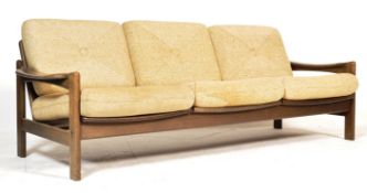 FANTASTIC 1960'S VINTAGE STAINED BEECH THREE SEAT SOFA SETTEE