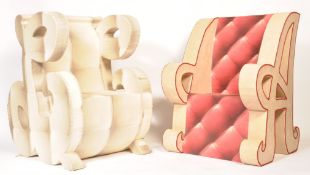 TWO UNUSUAL ACCENT / THRONE LETTER CHAIRS ' A ' & ' L '